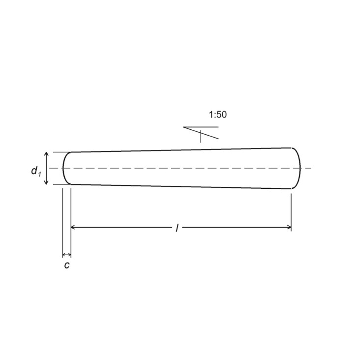 10x70 Kołki stożkowe DIN 1B, stalowe bez pokrycia - 1 szt.
