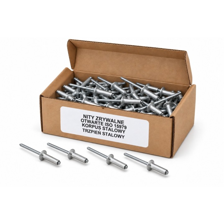 6x10 Nity zrywalne otwarte ISO 15979, stal/stal - 250 szt.