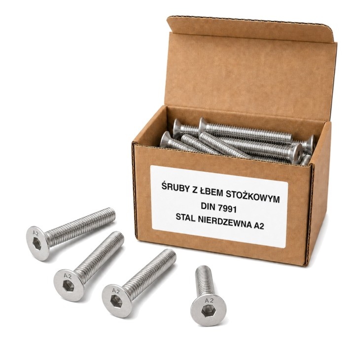 M10x16 Śruba z łbem stożkowym i gniazdem sześciokątnym nierdzewna A2 DIN 7991 PG - 3 szt.