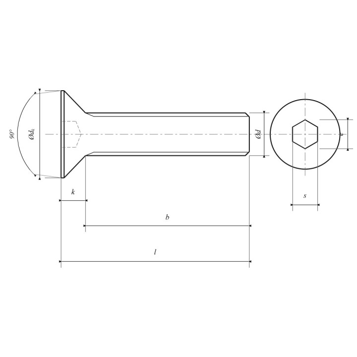 M10x20 Śruba z łbem stożkowym i gniazdem sześciokątnym 10.9 bez pokrycia DIN 7991 PG - 200 szt.