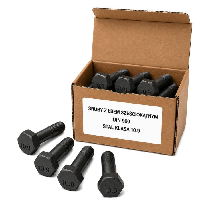 M16x1,5x60 Śruba z łbem sześciokątnym 10.9 bez pokrycia DIN 960 - 1 szt.