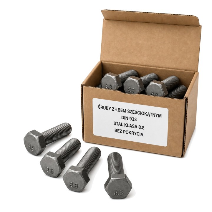 M20x55 Śruba z łbem sześciokątnym 8.8 bez pokrycia DIN 933 - 25 szt.