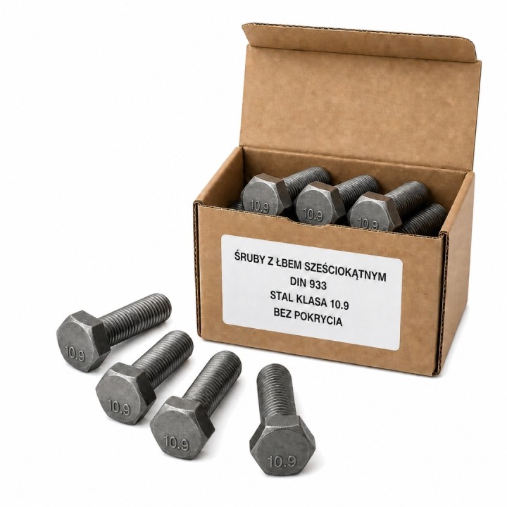 M20x90 Śruba z łbem sześciokątnym 10.9 bez pokrycia DIN 933 - 25 szt.