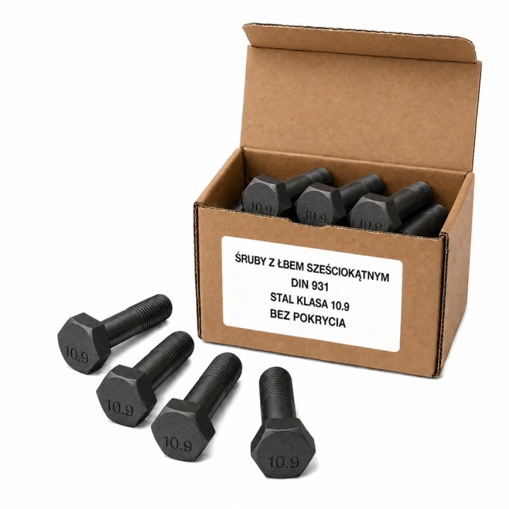 M24x150 Śruba z łbem sześciokątnym 10.9 bez pokrycia DIN 931 - 10 szt.