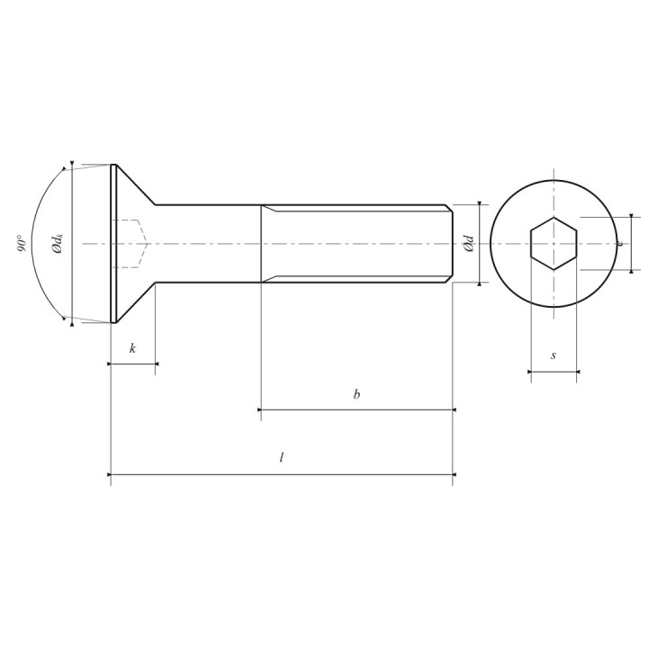 M5x50 Śruba z łbem stożkowym i gniazdem sześciokątnym 10.9 ocynk galwaniczny DIN 7991 NG - 5 szt.