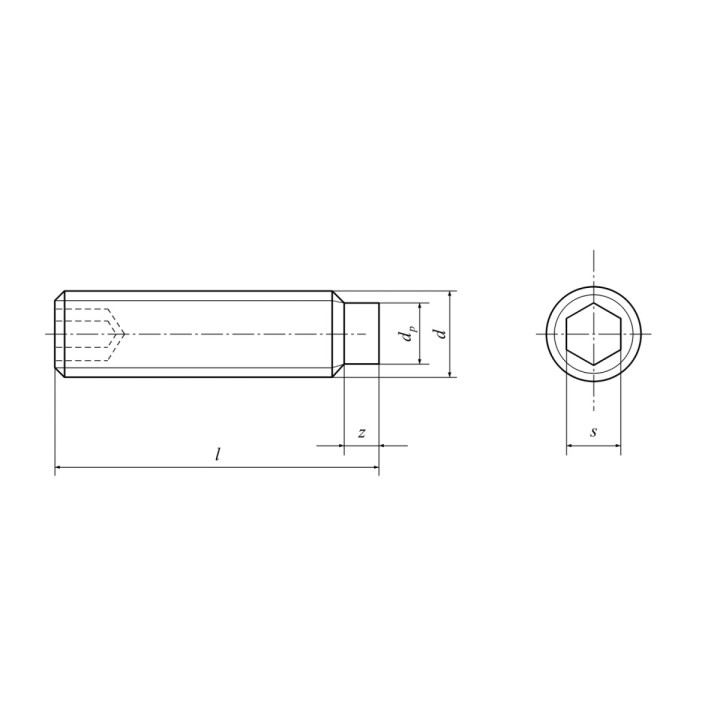 M8x40 Wkręty dociskowe bez łba DIN 915 / ISO 4028, stal czarna - 100 szt.
