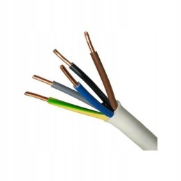 Przewód YDY 5 × 2,5 ŻO biały 450/750 V
