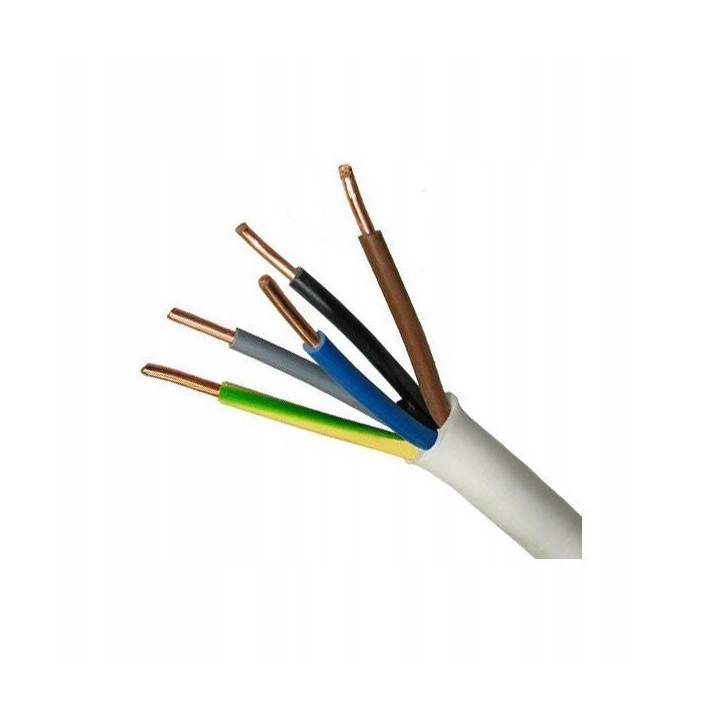 Przewód YDY 5 × 2,5 ŻO biały 450/750 V