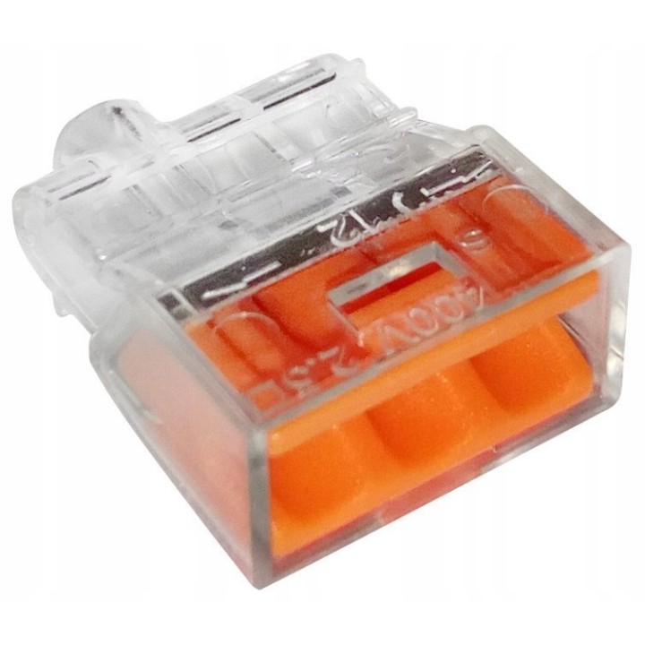 Szybkozłączka 3 × 0,5-2,5 mm² transparentna/pomarań.