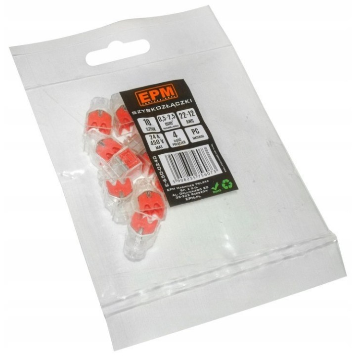 Szybkozłączka 4 × 0,5-2,5 mm² transparentna/czerwony