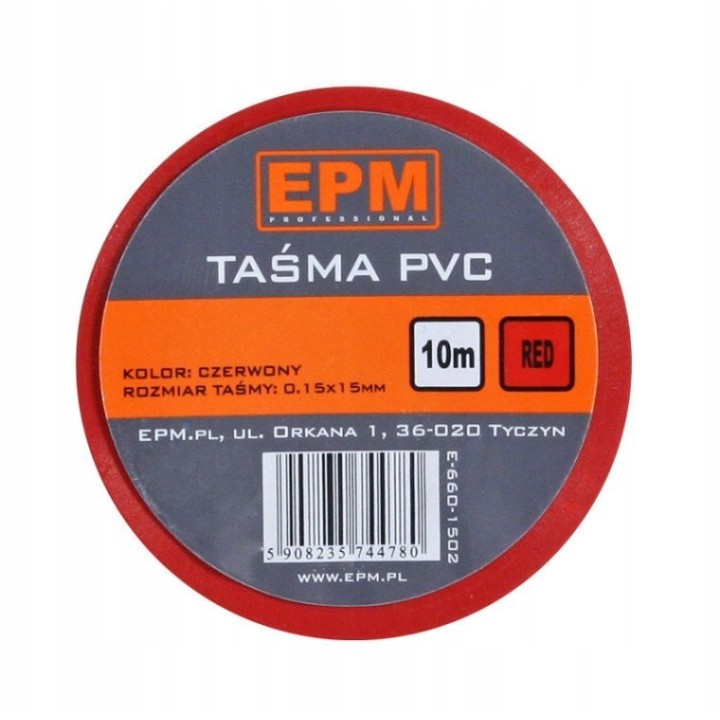 Taśma izolacyjna 15 mm*10 m czerwona