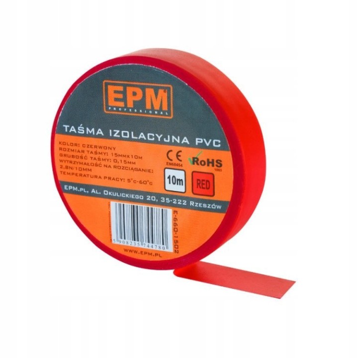Taśma izolacyjna 15 mm*10 m czerwona
