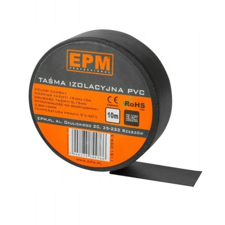 Taśma izolacyjna 19 mm*10 m czarna