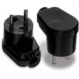 Wtyczka kątowa rozbieralna, 2P+Z, 16 A, 250 V czarna