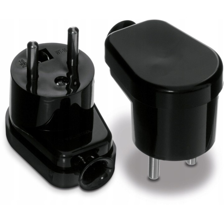 Wtyczka kątowa rozbieralna, 2P+Z, 16 A, 250 V czarna