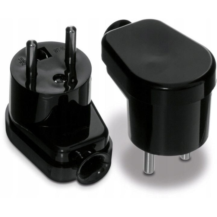 Wtyczka kątowa rozbieralna, 2P+Z, 16 A, 250 V czarna