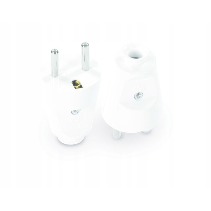 Wtyczka prosta rozbieralna 2P+Z, 16 A, 250 V biała