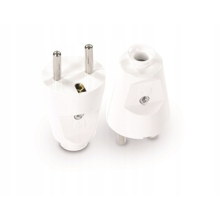 Wtyczka prosta rozbieralna 2P+Z, 16 A, 250 V biała