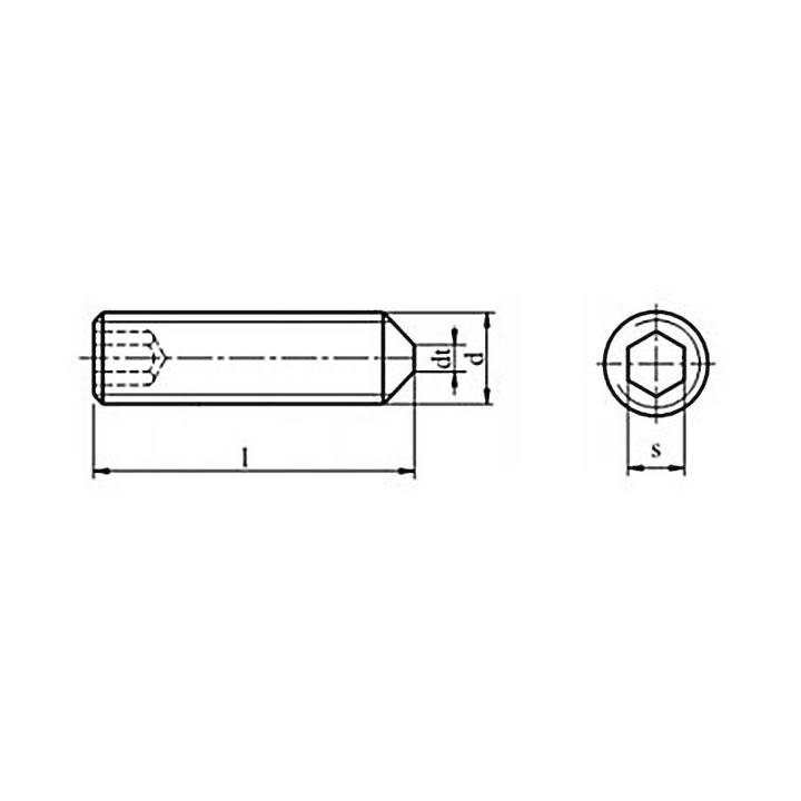 Wkręt dociskowy bez łba czarny M4x8 DIN914 500 szt.