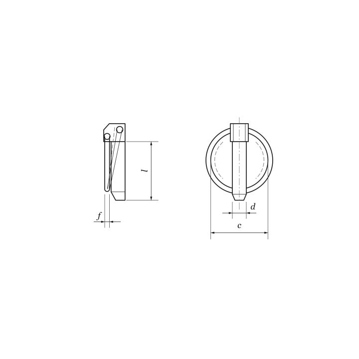 Rysunek techniczny przetyczki AN77 — d, l, c, f