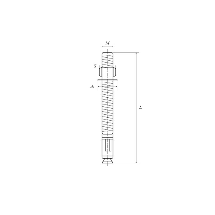 Własny rysunek kotwy pierścieniowej z oznaczeniami M S d1 L