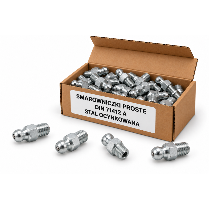 Smarowniczki DIN 71412 A w kartoniku — ocynk