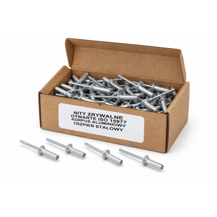 Nity zrywalne otwarte ISO 15977, aluminium/stal — kartonik