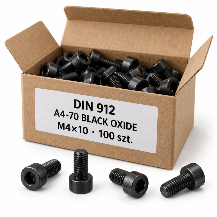 Śruby DIN 912 A4 Black Oxide w kartoniku — ilustracja