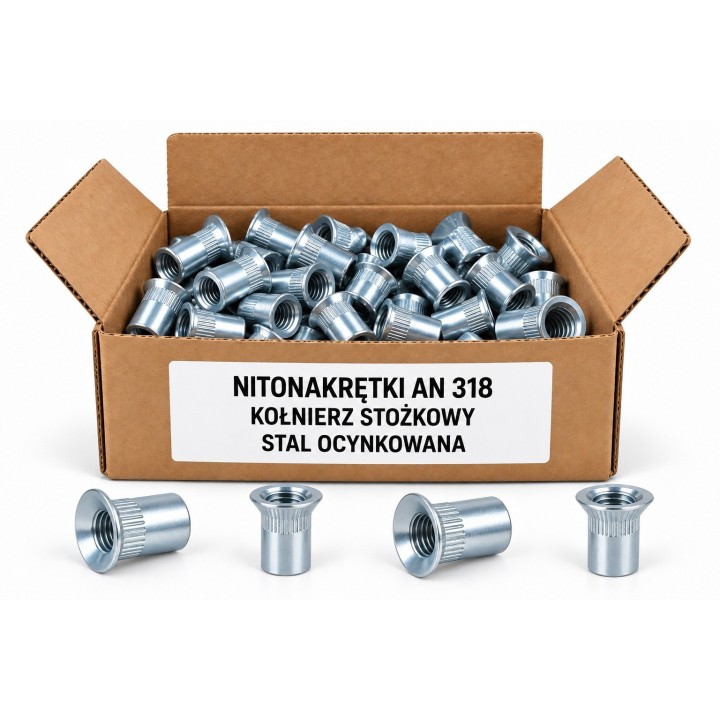 Nitonakrętki AN 318 — stal ocynkowana, opakowanie poglądowe