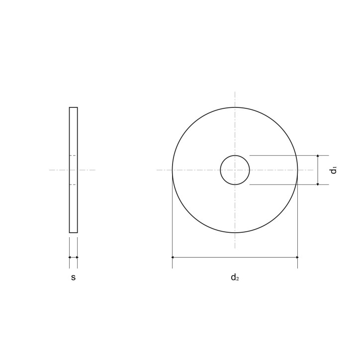Własny schemat podkładki: d1, d2, s — geometria poglądowa