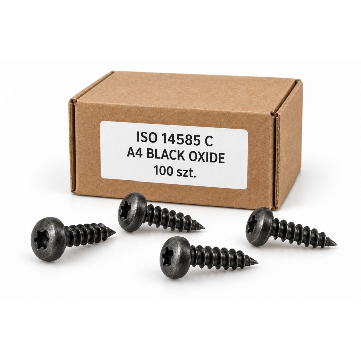 Wkręty ISO 14585 C A4 Black Oxide w kartoniku — ilustracja rodziny