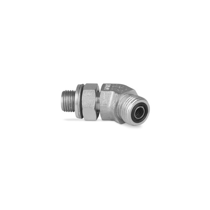Przyłączka kolankowa 45° z przeciwnakrętką 1/4” BSP-13/16” ORFS 6260-04-11