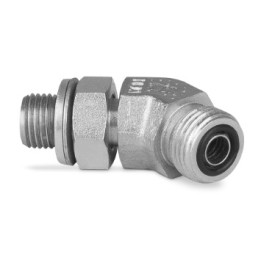 Przyłączka kolankowa 45° z przeciwnakrętką 3/8” BSP-11/16” ORFS 6260-06-09
