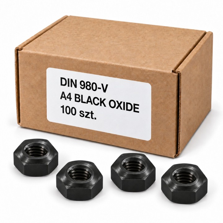 Nakrętki DIN 980-V A4 Black Oxide, 100 sztuk — ilustracja kartonika rodziny