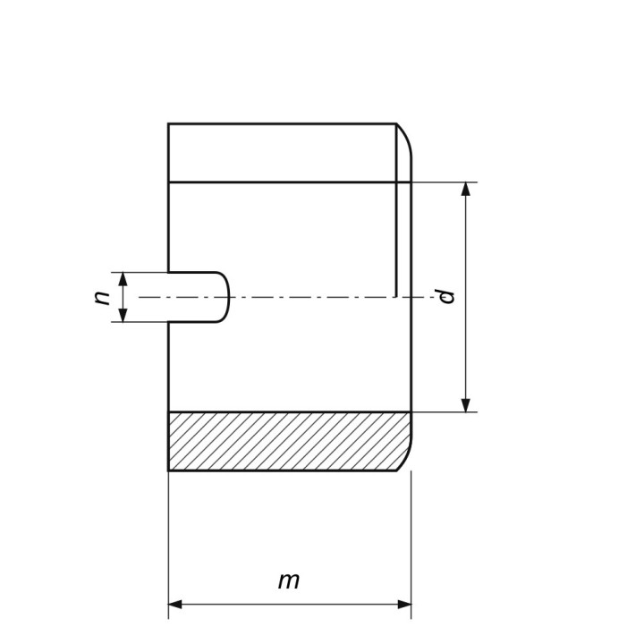 Nakrętka DIN 935-1 — własny schemat wymiarowy d, m, n, s