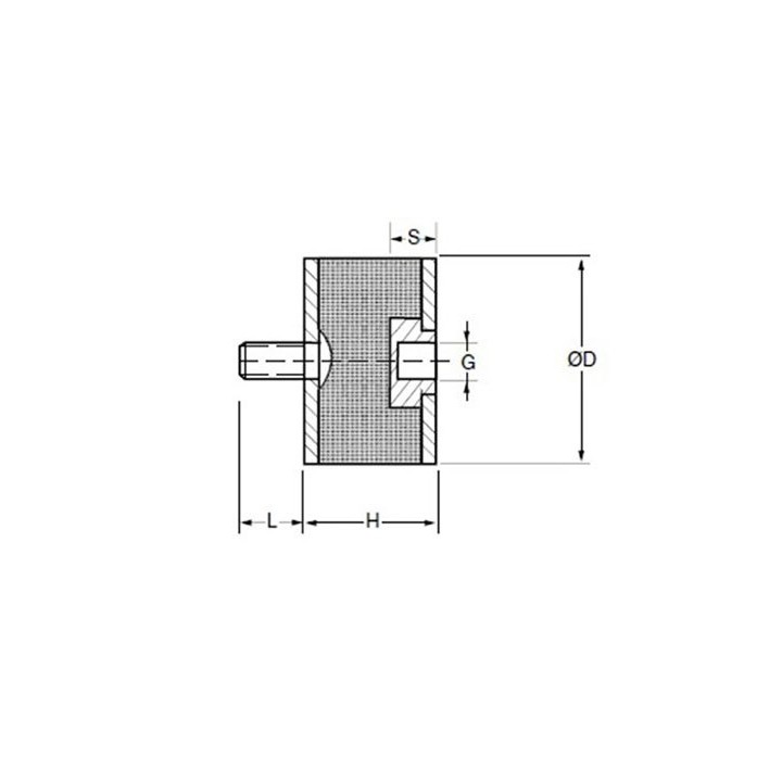 Wibroizolator poduszka B 30/30 M8x20