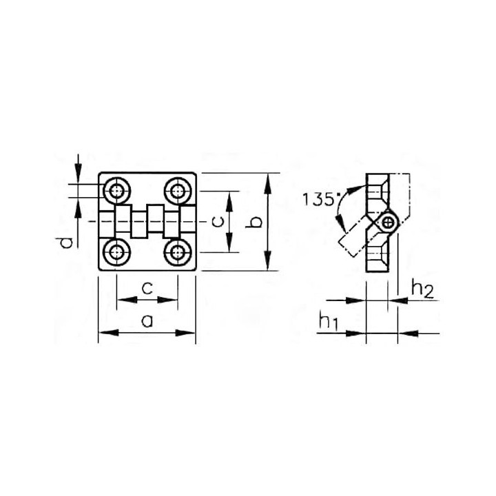 Zawiasy z tworzywa 48x48 mm 57013