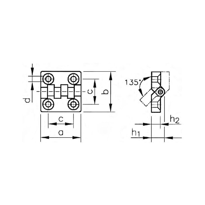 Zawiasy z tworzywa 64x64 mm 57013