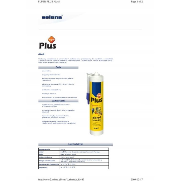 Akryl SUPER PLUS biały 280 ml