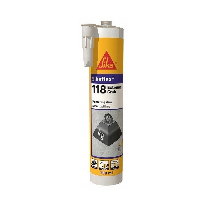Klej montażowy sikaflex 118 extra grab 290 ml biały