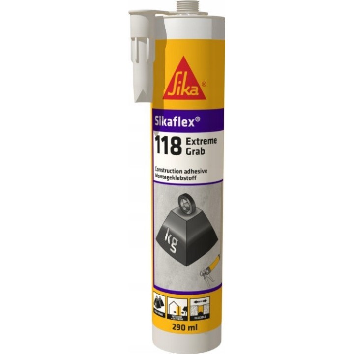 Klej montażowy sikaflex 118 extra grab 290 ml biały