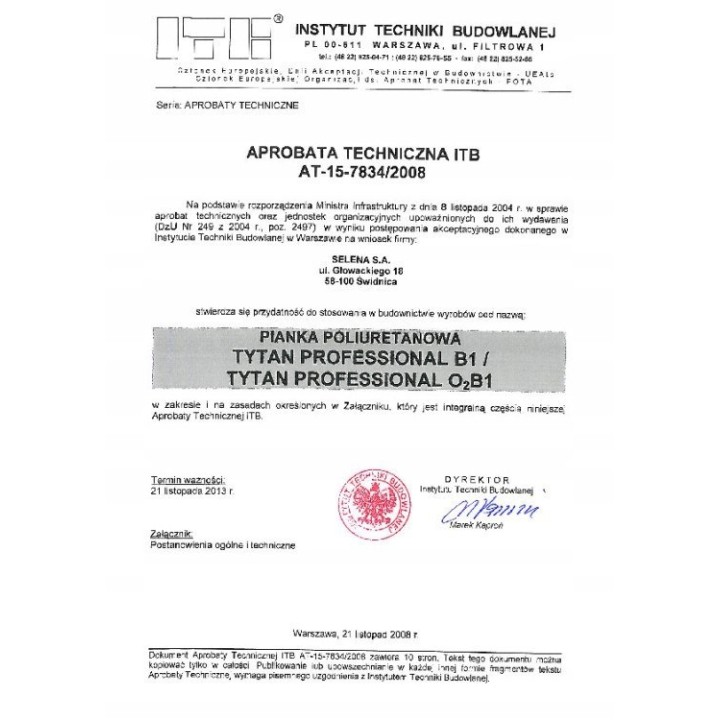 Pianka pistoletowa TYTAN B1 750 ml ognioodporna