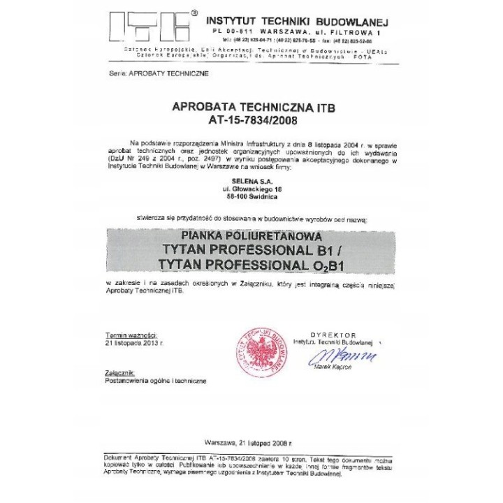 Pianka pistoletowa TYTAN B1 750 ml ognioodporna