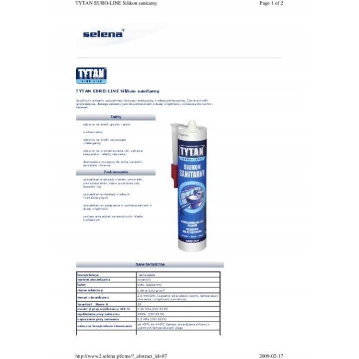 Silikon sanitarny EURO-LINE 280 ml biały