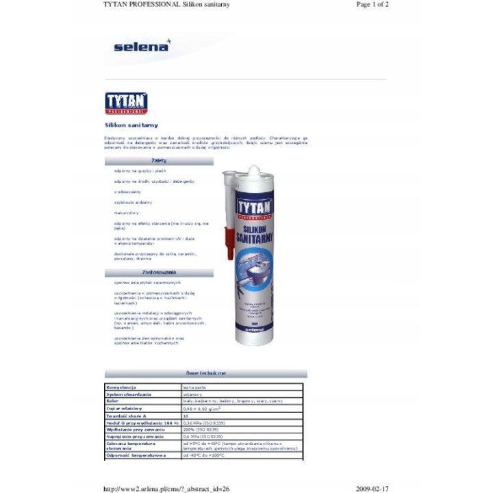 Silikon sanitarny TYTAN 280 ml bezbarwny [13221566544]