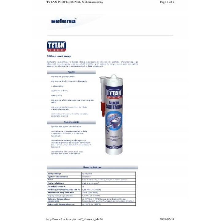 Silikon sanitarny TYTAN 280 ml bezbarwny [13221566544]