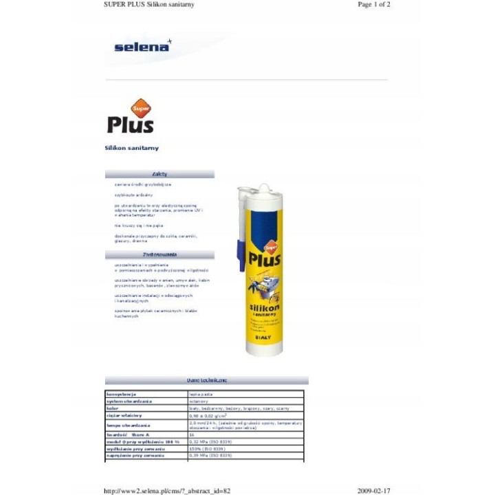Silikon SUPER PLUS sanitarny 280 ml bezbarwny