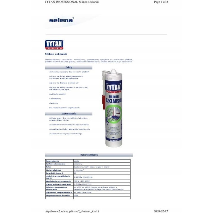 Silikon szklarski i akwariowy TYTAN 280 ml bezbarwny [9974572081]
