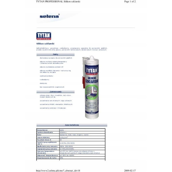 Silikon szklarski i akwariowy TYTAN 280 ml biały