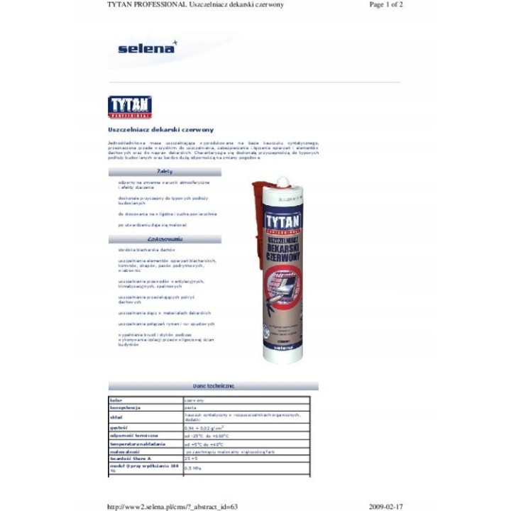 Uszczelniacz dekarski TYTAN 310 ml czerwony